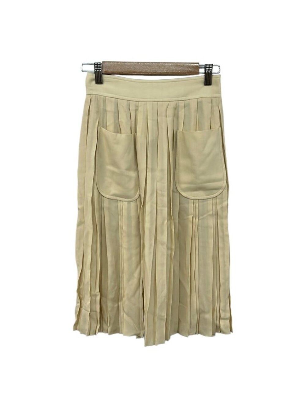 Gucci Skirt S Zkm 28 Beige Knee-length Pleats 36